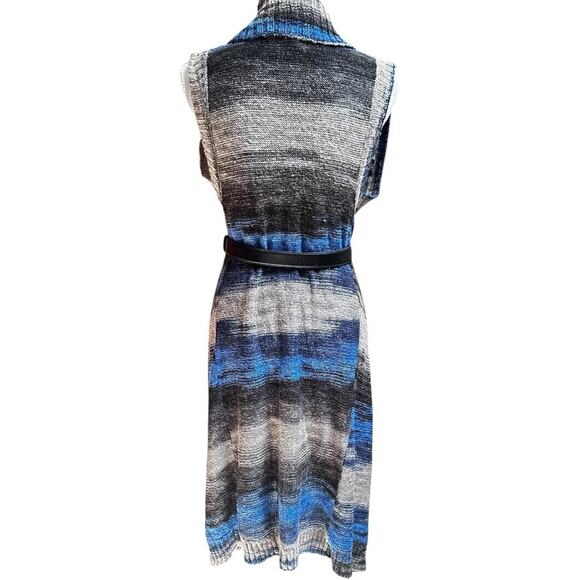 MOTH Anthropologie Longline Open Sweater Vest XS/S Gray Blue Ombre Knit - Picture 2 of 7
